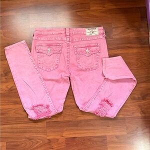 True Religion Pink Distressed Skinny Jeans - Women's